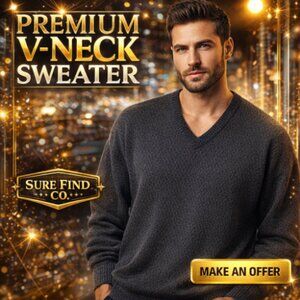 Latitude Vtg 90s Blue Brown Speckled Cotton V- Neck Sweater Men XL Long Sleeve